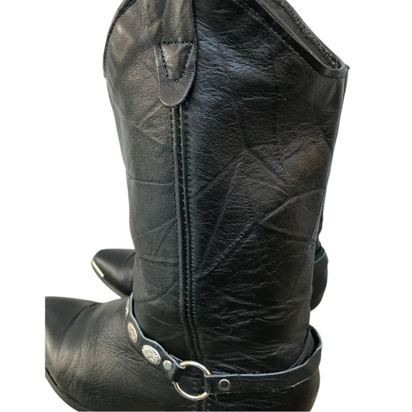 Vintage Black Leather #3734 Womens Western Cowboy Boots with ankle charm. SZ.8M - Picture 6 of 8